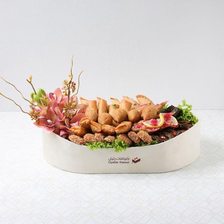 صينية بيضاوي مقالي منوع - متجر ضيافات رتيل