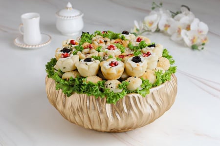 صينية ريزن ذهبي معجنات - متجر ضيافات رتيل