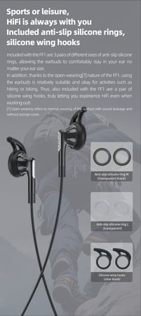 FiiO FF1 14.2mm Dynamic Driver Open Earbuds HIFI Music Wired Earphone Bass 0.78mm Detachable Cable with Mic In-Line-Controls