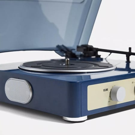 Gadhouse Navy Brad Retro Record Player With Speakers