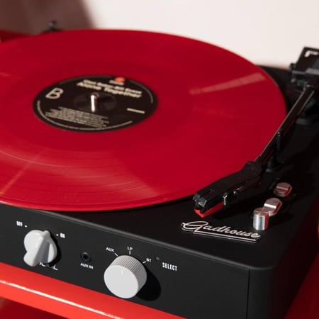 Gadhouse Black Brad Retro Record Player With Speakers