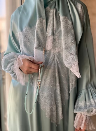 شرشف صلاة دانتيل سحاب أخضر