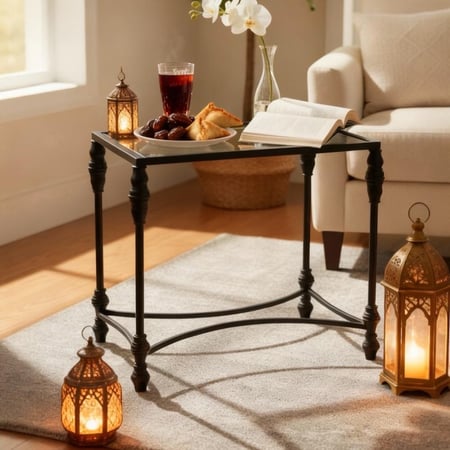 طاولة خدمة حديد زجاج شفاف tl