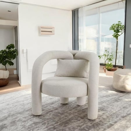 كرسي قماش بتصميم مودرن لون بيج