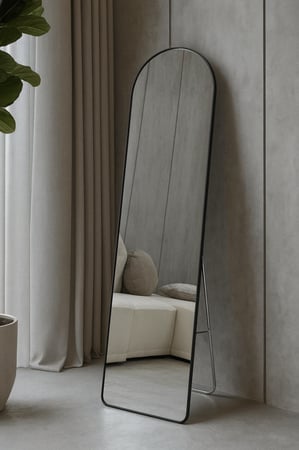 مراية ديكور إطار أسود مع استاند مقاس 152*42 سم - بتصميم فاخر وأنيق *LU