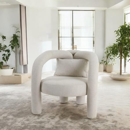 كرسي قماش بتصميم مودرن لون بيج