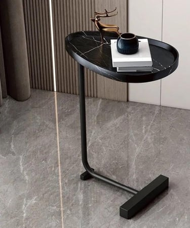 طاولة خدمة حديد أسود و سطح خشب بني - متعددة الألوان