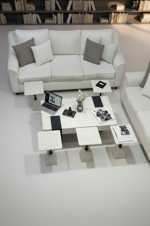 طقم طاولة ضيافة كنب مع 6 طاولات خدمة بديل رخام kf