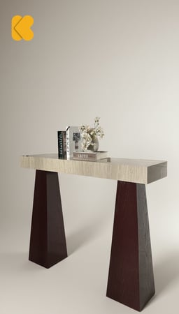 مدخل بني سطح بديل الرخام  - تصميم هندسي عصري وفاخر * LU طاولة جانبية بديل الرخام خشن -تصميم هندسي عصري وفاخر kf