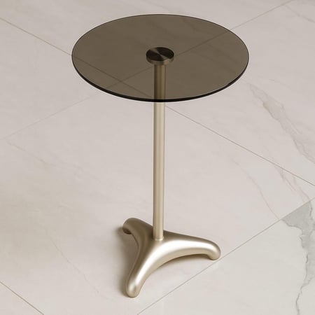 طاولة خدمة شمباني سطح زجاج بني شفاف - بتصميم أنيق وفاخر