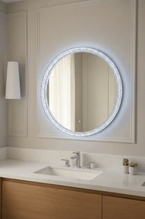 مرآة دائرية بإضاءة LED محيطية - مقاس 60.60