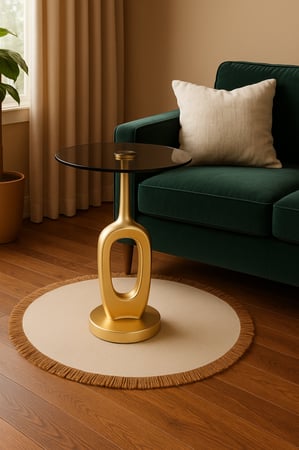 طاولة خدمة قاعدة رخام لون ذهبي سطح زجاج بني شفاف - بتصميم أنيق وفاخر