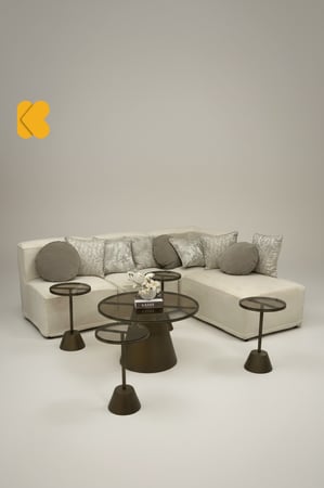 طقم طاولات ضيافة لون بني سموكي صاج سطح زجاج بني سموكي مع 4 خدمة