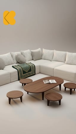 طقم طاولات بيضاوي مع 4 خدمة