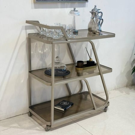 عربية 3 دور شكل سفينة زجاج بني