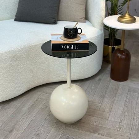 طاولة خدمة زجاج بقاعدة كروية