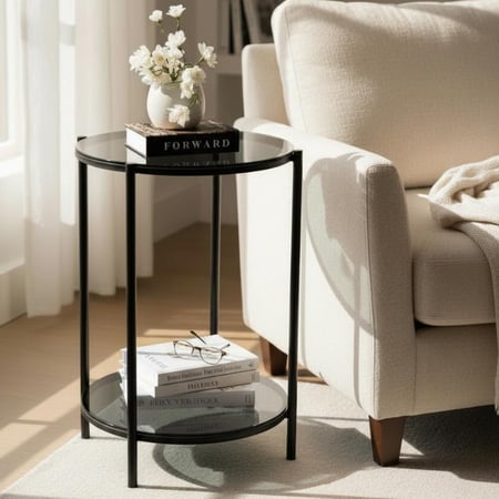 طاولة جانبية أسود زجاجية tl