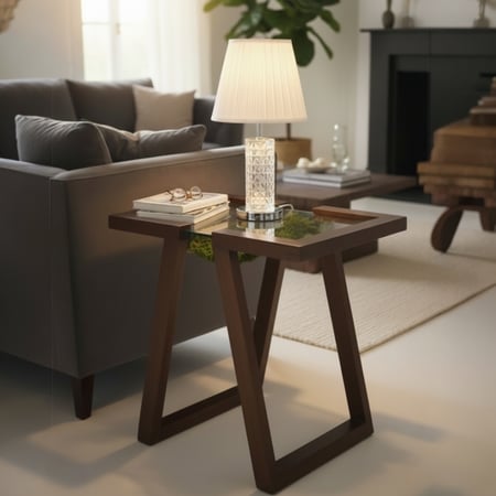 زاوية خشب بني مع زجاج شفاف kf