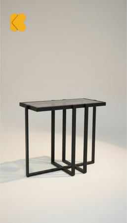 طاولة خدمة حديد أسود زجاج أسود شفاف tl