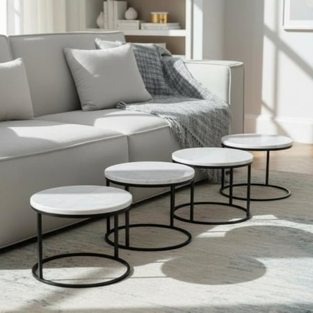 طاولات خدمة ارضية لون شمباني 4 حبة - متعددة الألوان