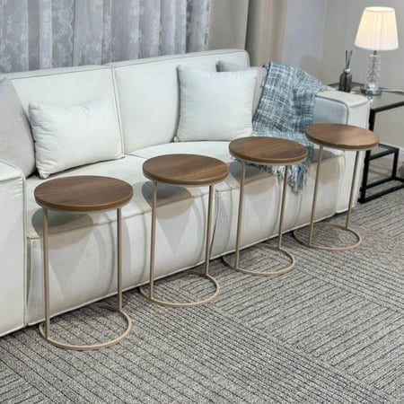 طقم طاولات خدمة 4 حبة لون شمباني -متعددة الألوان