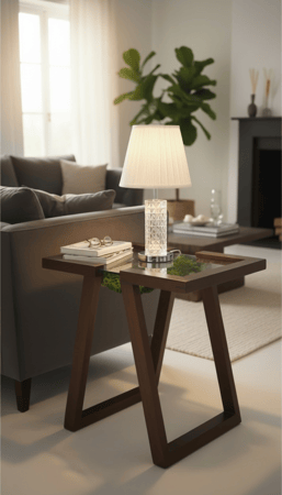 زاوية خشب بني مع زجاج شفاف kf