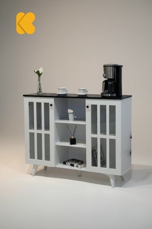 ركن كوفي لون ابيض مع سطح اسود kf