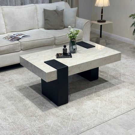 طقم طاولة ضيافة كنب مع 6 طاولات خدمة بديل رخام