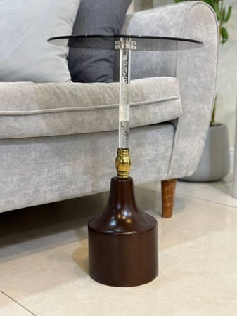 طاولة خدمة قزاز بعمود شفاف وقاعدة رخام (nr)