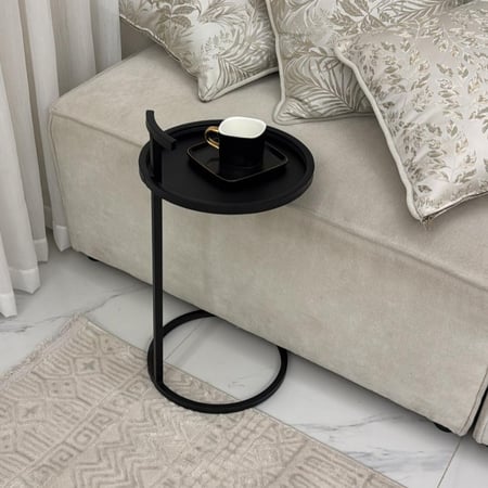 طاولة خدمة حديد أسود بمسكة - بتصميم فاخر وأنيق