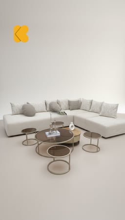 طقم طاولتين مع طاولات خدمة أرضية لون شمباني زجاج بني - تصميم عصري وأنيق tl