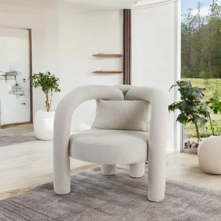 كرسي قماش بتصميم مودرن لون بيج