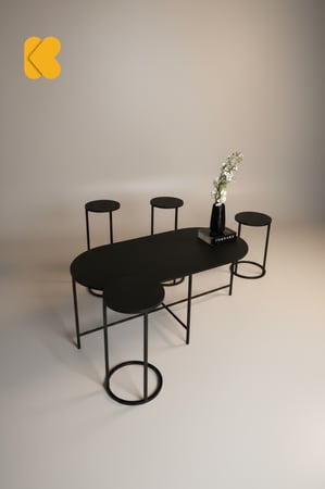 طقم طاولات ضيافة لون اسود مع 4خدمة tl