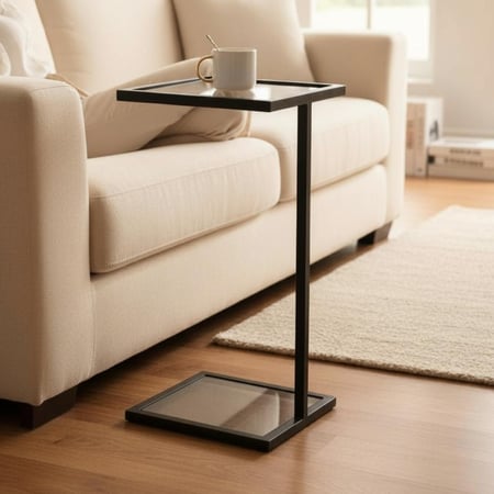 طقم طاولات خدمة سوداء زجاج أسود شفاف – 4  قطع بلمسة فاخرة jm