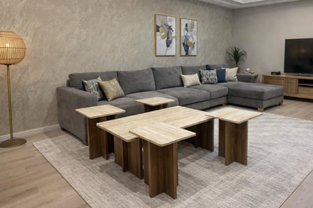 طقم طاولات 1*4 سطح بديل الرخام -تصميم عصري
