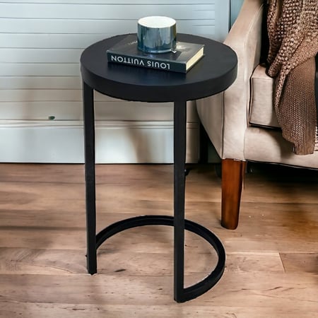 طاولة خدمة عصرية شكل دائري تدخل في الكنب لون أسود