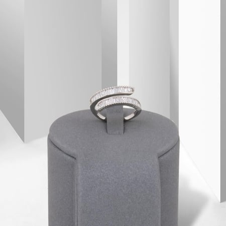 خاتم بديل الذهب صفين زركون فضي