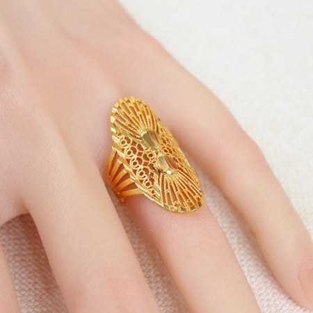 خاتم بديل الذهب المروحة المنحوتة