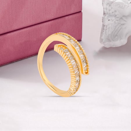 خاتم بديل الذهب صفين من الزركون