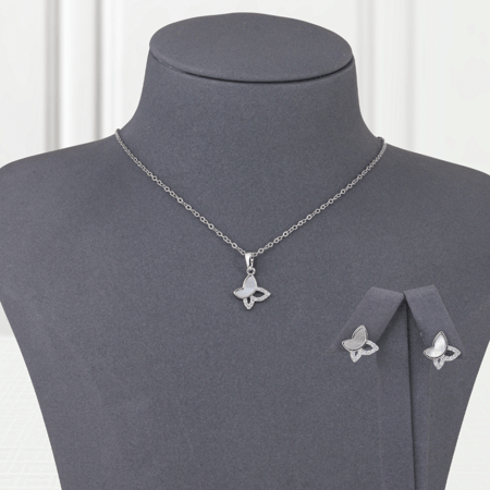 طقم بديل الذهب الفراشة فضي