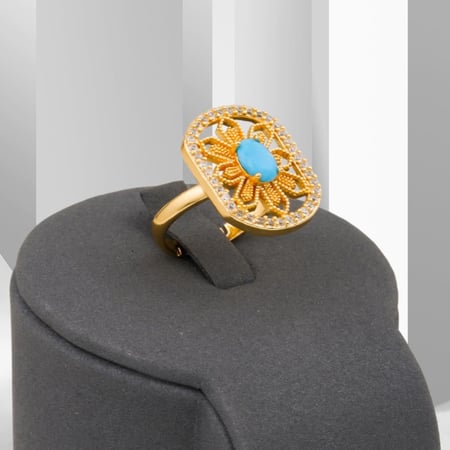 خاتم بديل الذهب حجر الفيروز