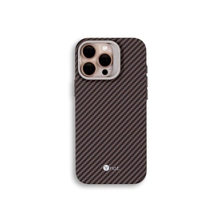 واي نات - KEVLAR جراب حماية مع ماج سيف وستاند لاجهزة الايفون - اسود و بني داكن كربوني