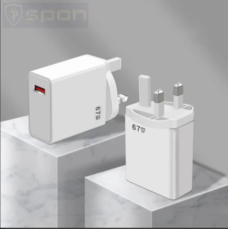 راس شاحن جداري USB بقوة 67 واط + كيبل تايب سي من SP