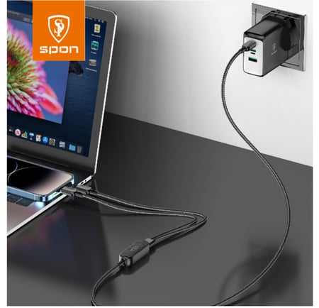 سلك شحن متعدد المنافذ بطول 1.3 متر بقوة 240 واط من SPON