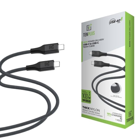 سلك شاحن تايب سي - تايب سي بقوة 100 واط من تن بلس