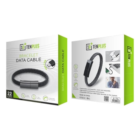 سوار شحن جلدي USB من النوع C من تن بلس