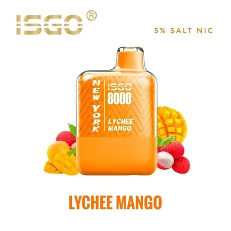 سحبة ايسجو بار 8000 سحبة ليتشي مانجو ISGO BAR 8000 PUFFS LYCHEE MANGO