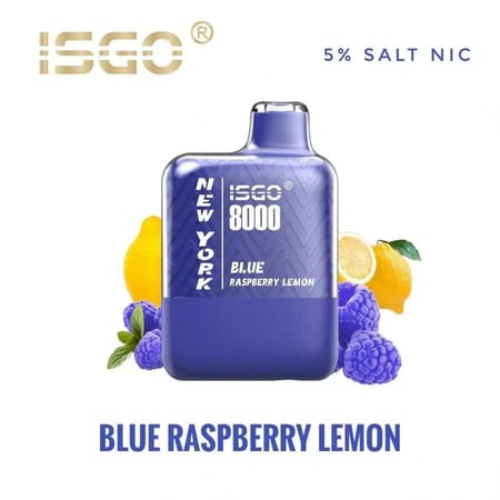 سحبة ايسجو بار 8000 سحبة بلو رازبيري ليمون ISGO BAR 8000 PUFFS BLUE RA