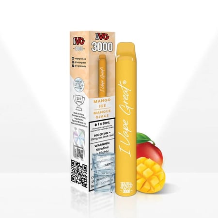 سحبة اي في جي بار بلس 3000 سحبه مانجو ايس IVG 3000 VAPE Mango Ice DISP