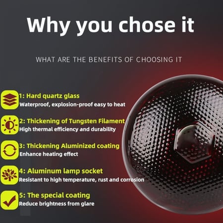 150W High Efficiency Red Heat Lamp - مصباح تدفئة أحمر عالي الكفاءة 150 واط